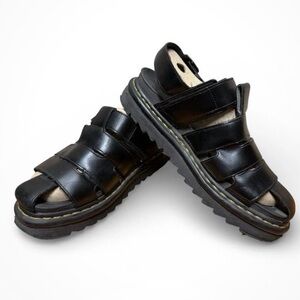 Dr Martens Abel Strappy Platform Sandals Black Leather Women’s Size 9